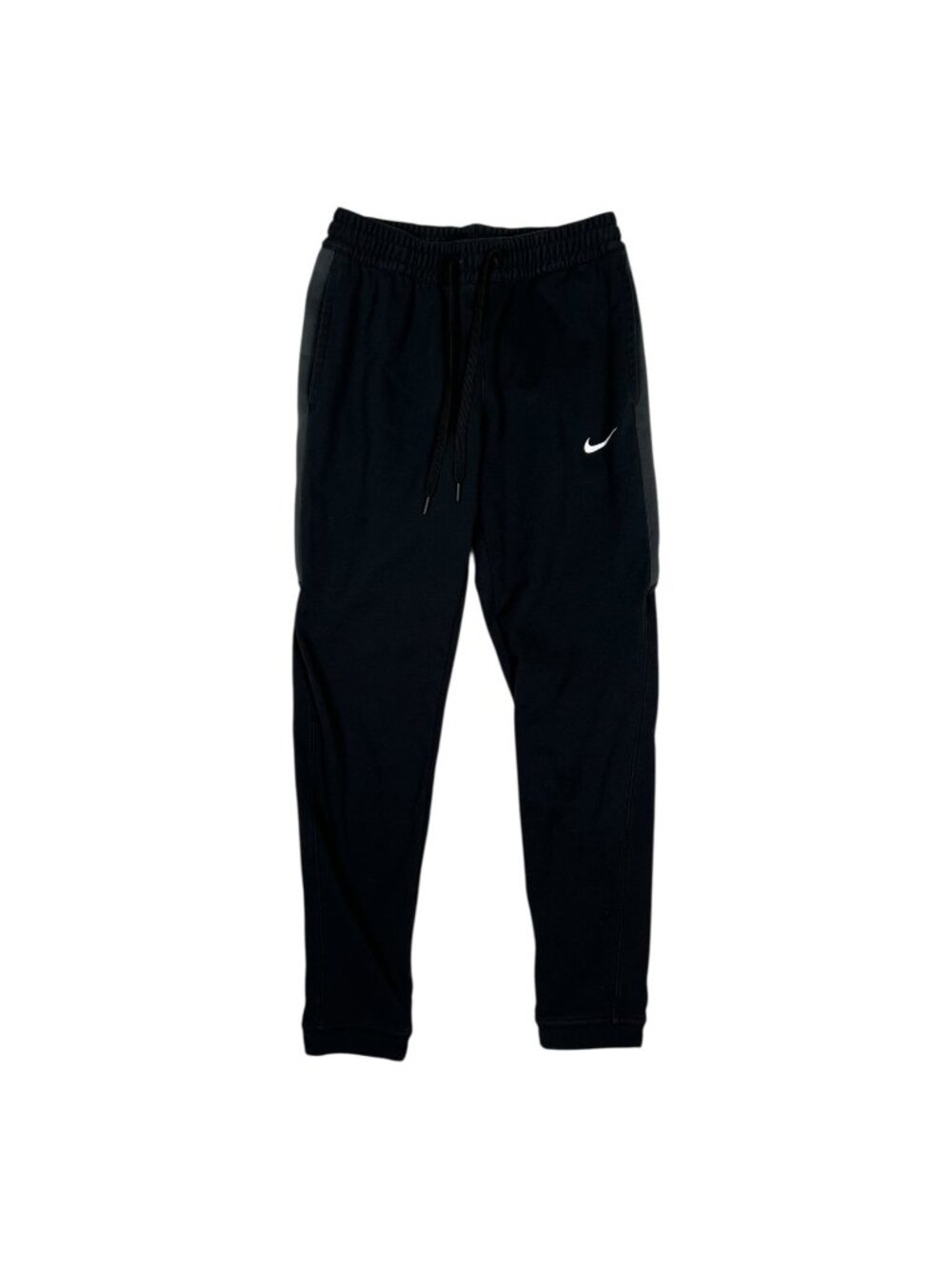 Nike Therma-Fit Black Training Jogger Pants Size Medium Straight Leg Gray Stripe